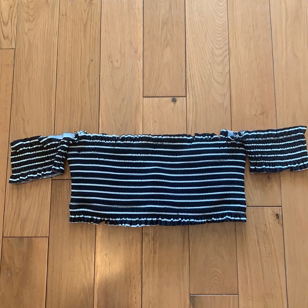 Black and white striped xhilaration bikini top